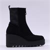 Marco Moreo Liege Front Zip Wedge Boot - Black Suede